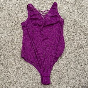 NWT Torrid Lace Up Bodysuit Purple Size 1 14/16 1x